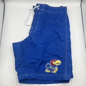 GIII Sports by Carl Banks Men's Blue Kansas Jayhawks Swim Trunks Size Large